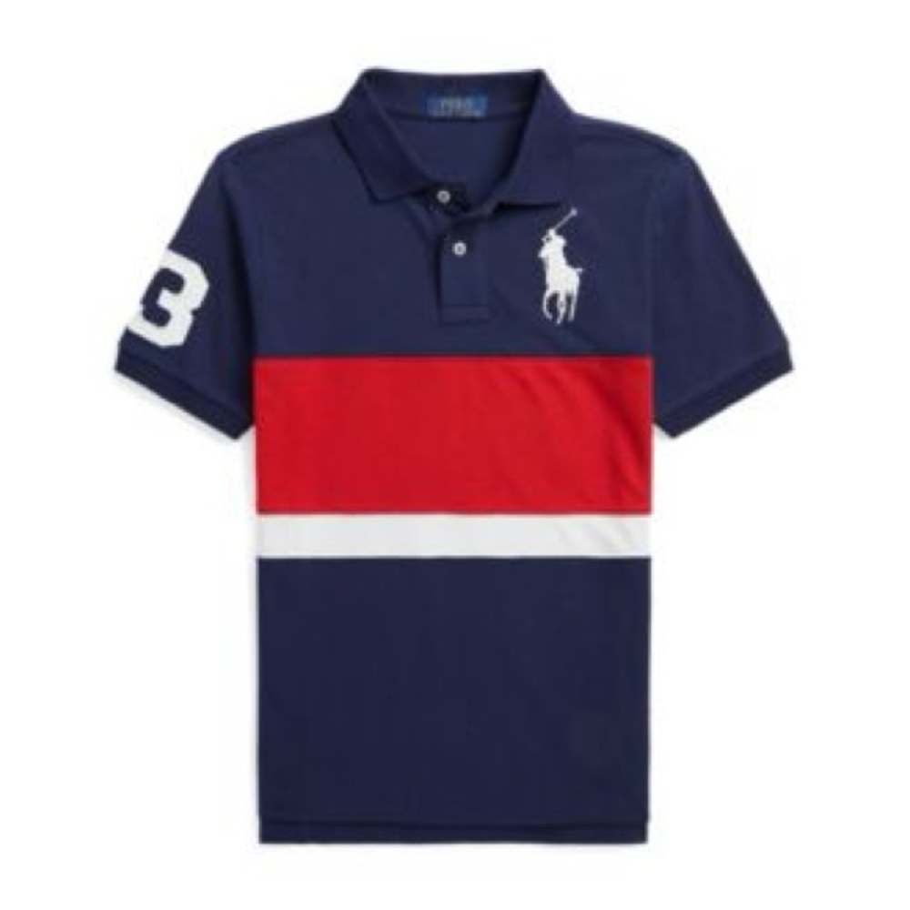 Big Boys Ralph Lauren Navy and Red Polo Shirt size Large